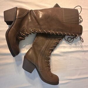 Rocket Dog Lace Up Mititary Style Medieval Lace Up Chunky Heeled Boots Sz 7.5